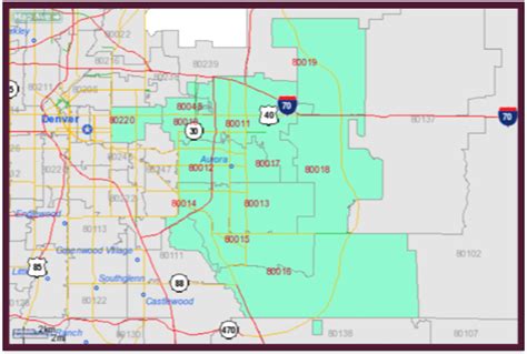 zip code map aurora co.